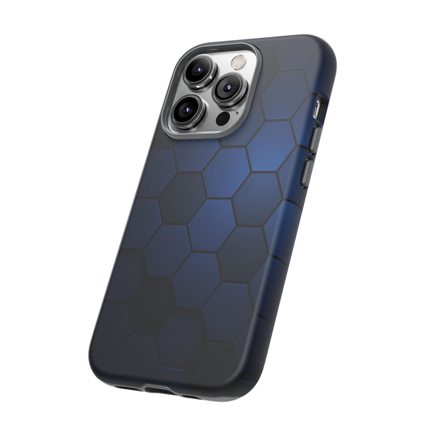Blue Hexagon Gradient Phone Case | Honeycomb Geometric Tech Aesthetic | Minimalist Tough Case for iPhone & Samsung