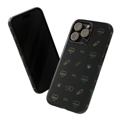 RN Nurse Phone Case – Minimal Medical Icon Pattern Healthcare Worker Tough Case