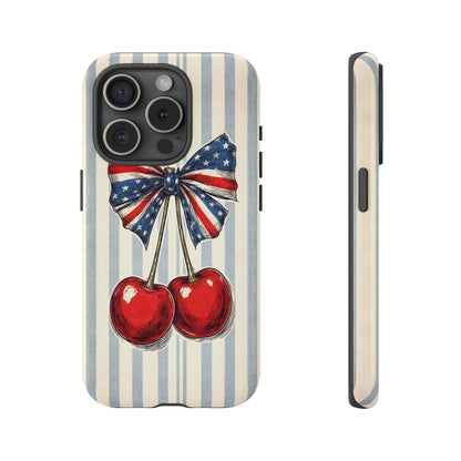 Patriotic Cherry Phone Case Americana Coquette Aesthetic iPhone Samsung