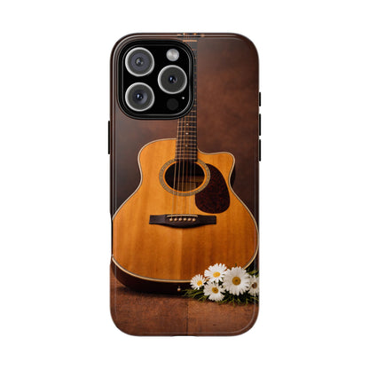 Acoustic Guitar Daisy Phone Case | Rustic Music Lover Tough Cover