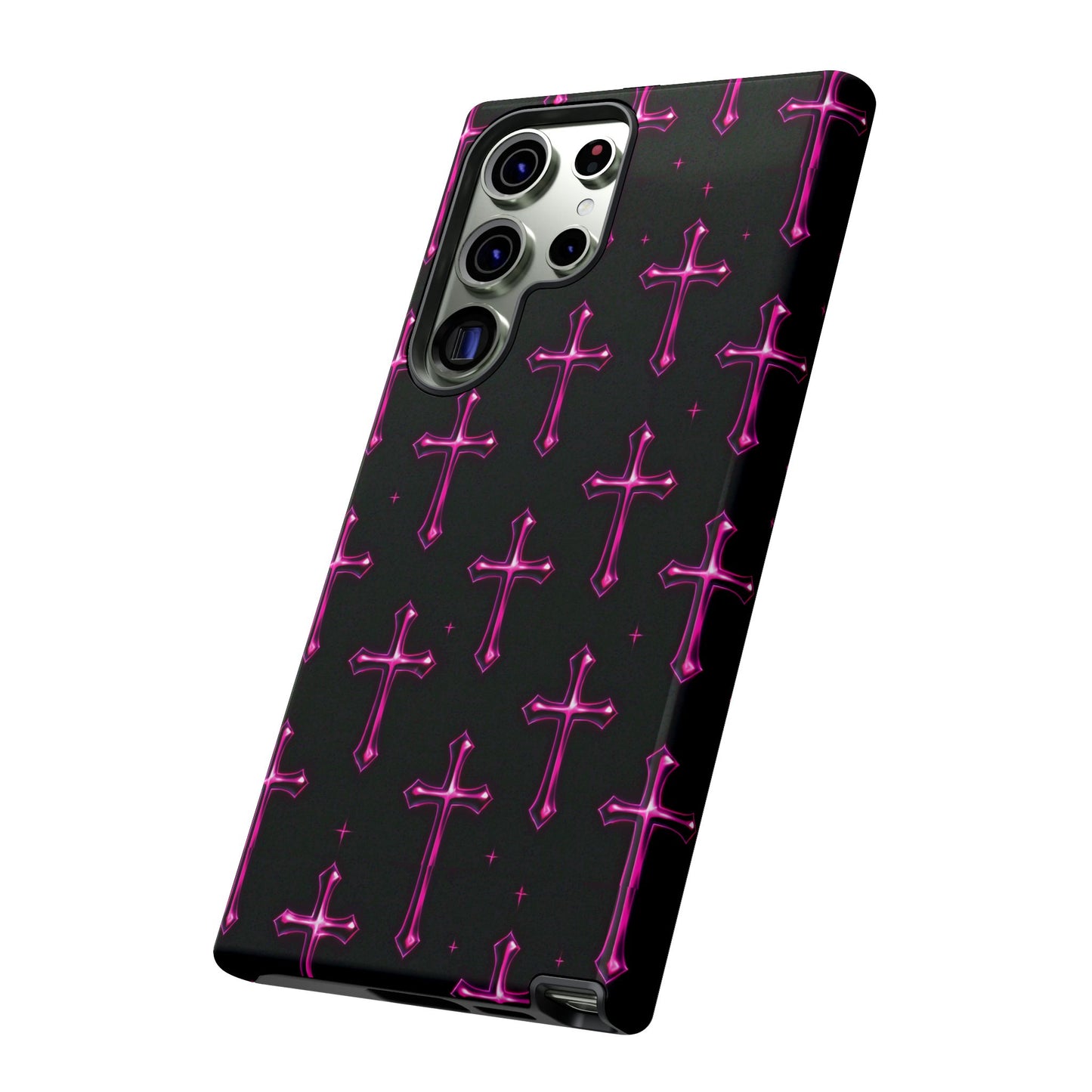 Neon Pink Cross Pattern Phone Case | Tough Protective Case for Iphone, Samsung Galaxy and Pixel