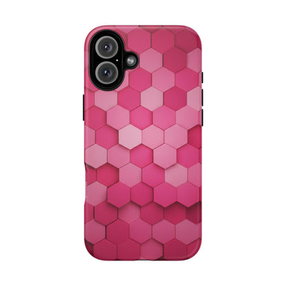 Hot Pink Hexagon Phone Case | Honeycomb Geometric Aesthetic | Cute Pink iPhone & Samsung Tough Protective Case