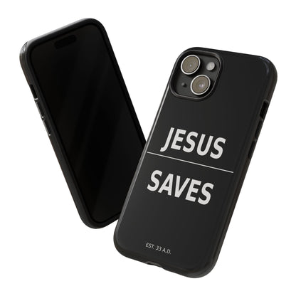 Jesus Saves Phone Case Christian Religious Minimalist Black Tough Cover