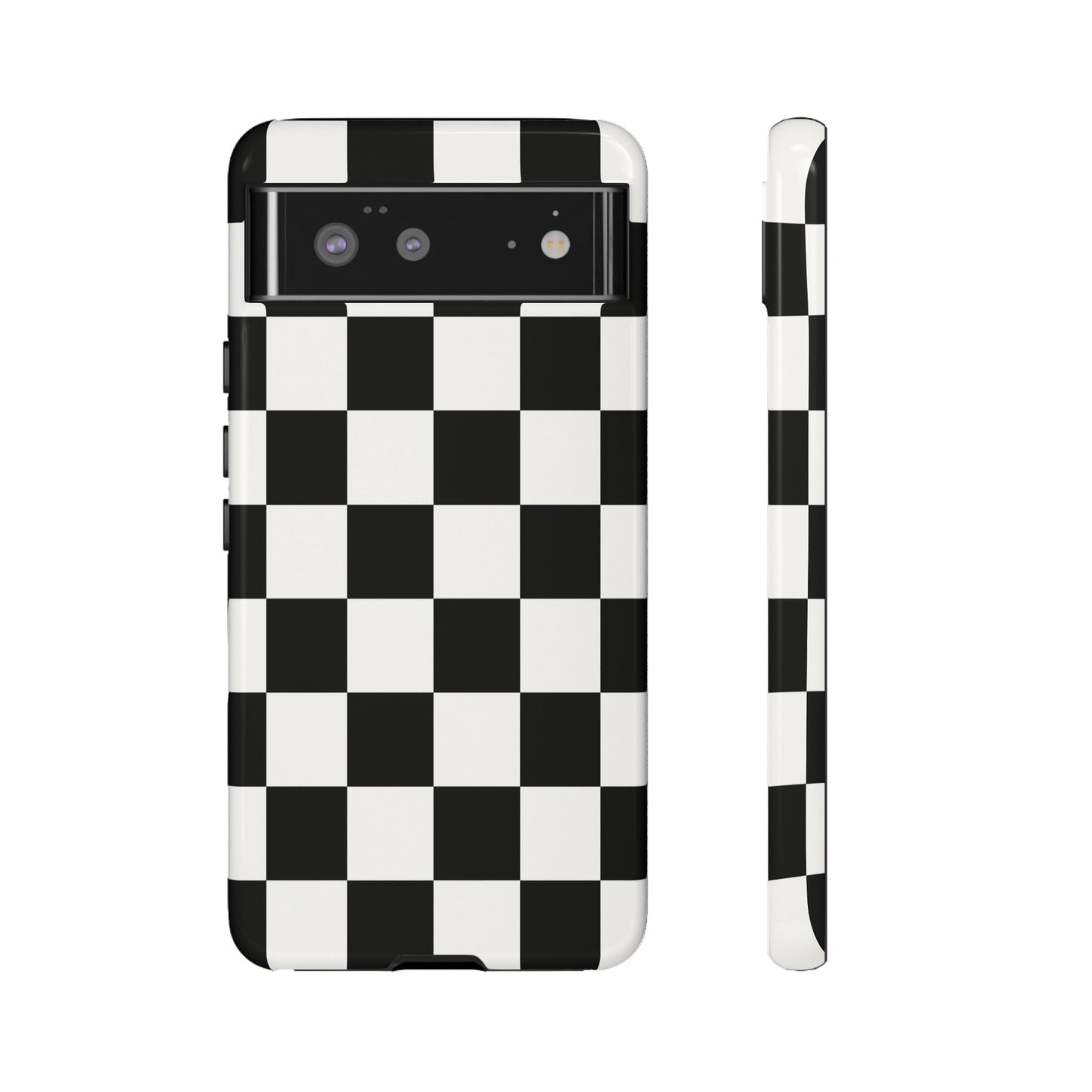 Black & White Checkerboard Phone Case – Classic Aesthetic Tough Protective Case