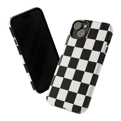 Black & White Checkerboard Phone Case – Classic Aesthetic Tough Protective Case for Iphone, Samsung Galaxy and Pixel