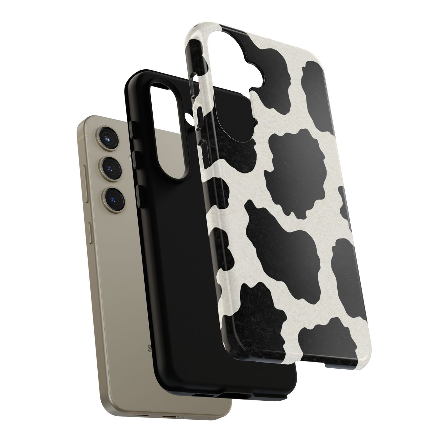 Black & White Cow Print Phone Case | Aesthetic Tough Protective Case