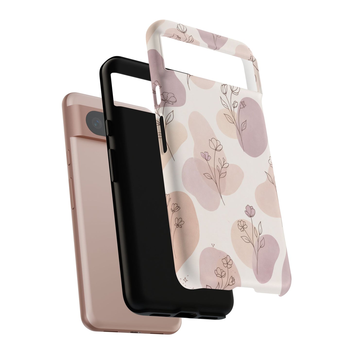 Blush Floral Phone Case Neutral Botanical Watercolor Tough Cover