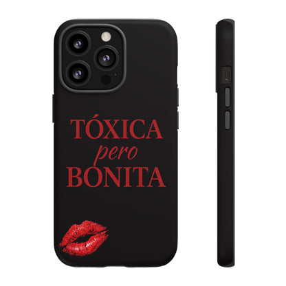 Toxica Pero Bonita Phone Case, Latina Quote Case, Red Lips Aesthetic, Spanish Saying Case, Trendy Tough Cover