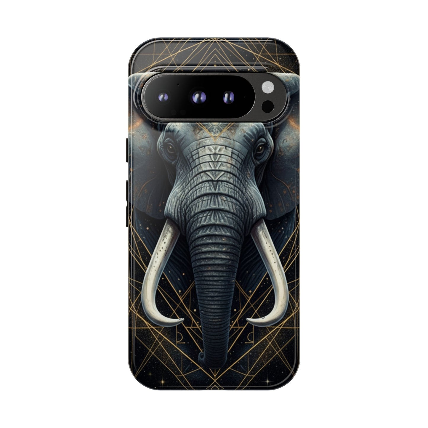 Elephant Mandala Phone Case – Black and Gold Spiritual Elephant Tough Protective Case