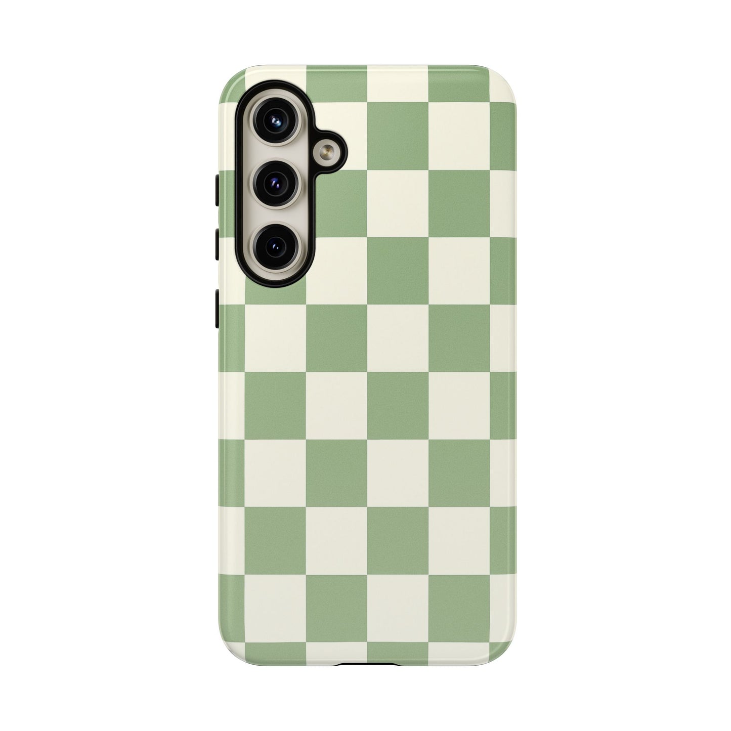 Sage Green Checkerboard Phone Case | Minimal Aesthetic Tough Case