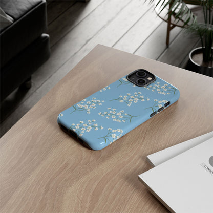 Baby’s Breath Floral Phone Case – Blue Minimal Flower Aesthetic Tough Case