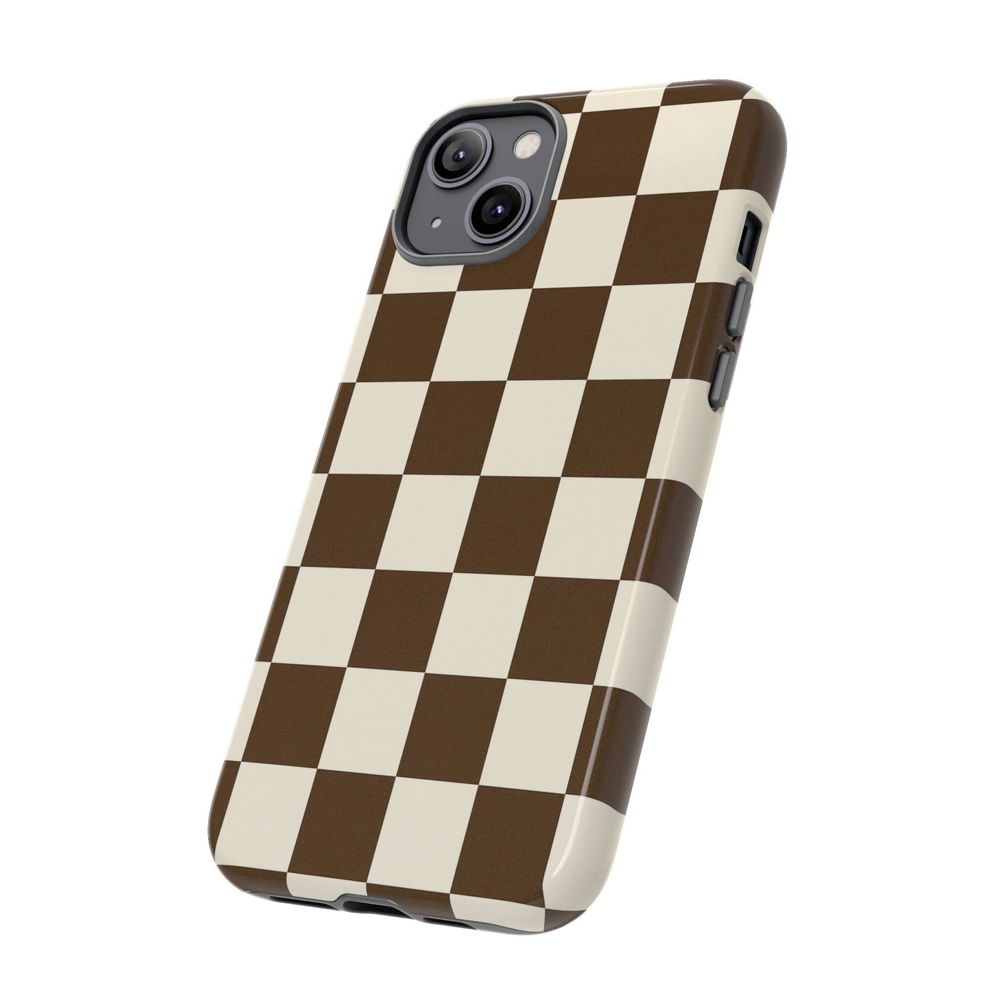 Mocha Checkerboard Phone Case | Neutral Aesthetic Tough Case