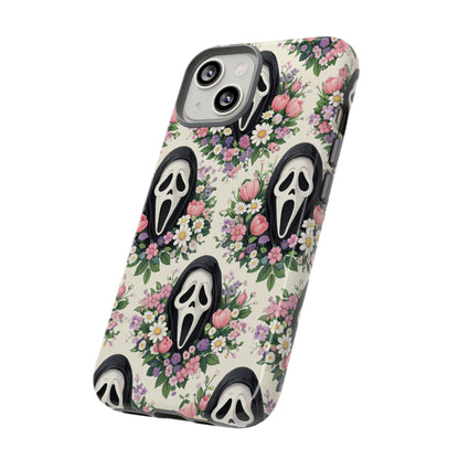 Floral Ghost Face Aesthetic Phone Case – Cute Spooky Tough Cover