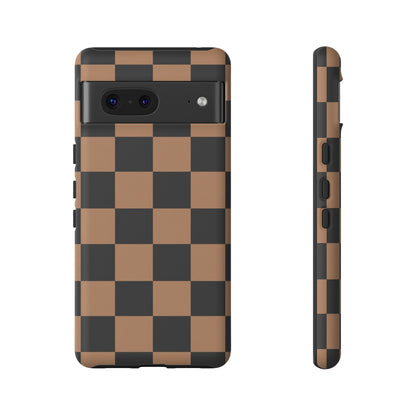 Brown Checkerboard Phone Case | Aesthetic Tough Protective Case