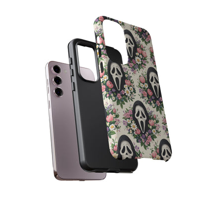 Floral Ghost Face Aesthetic Phone Case – Cute Spooky Tough Cover