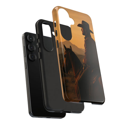 Western Cowboy Sunset Phone Case | Horse Rider Desert Aesthetic Tough Protective Case
