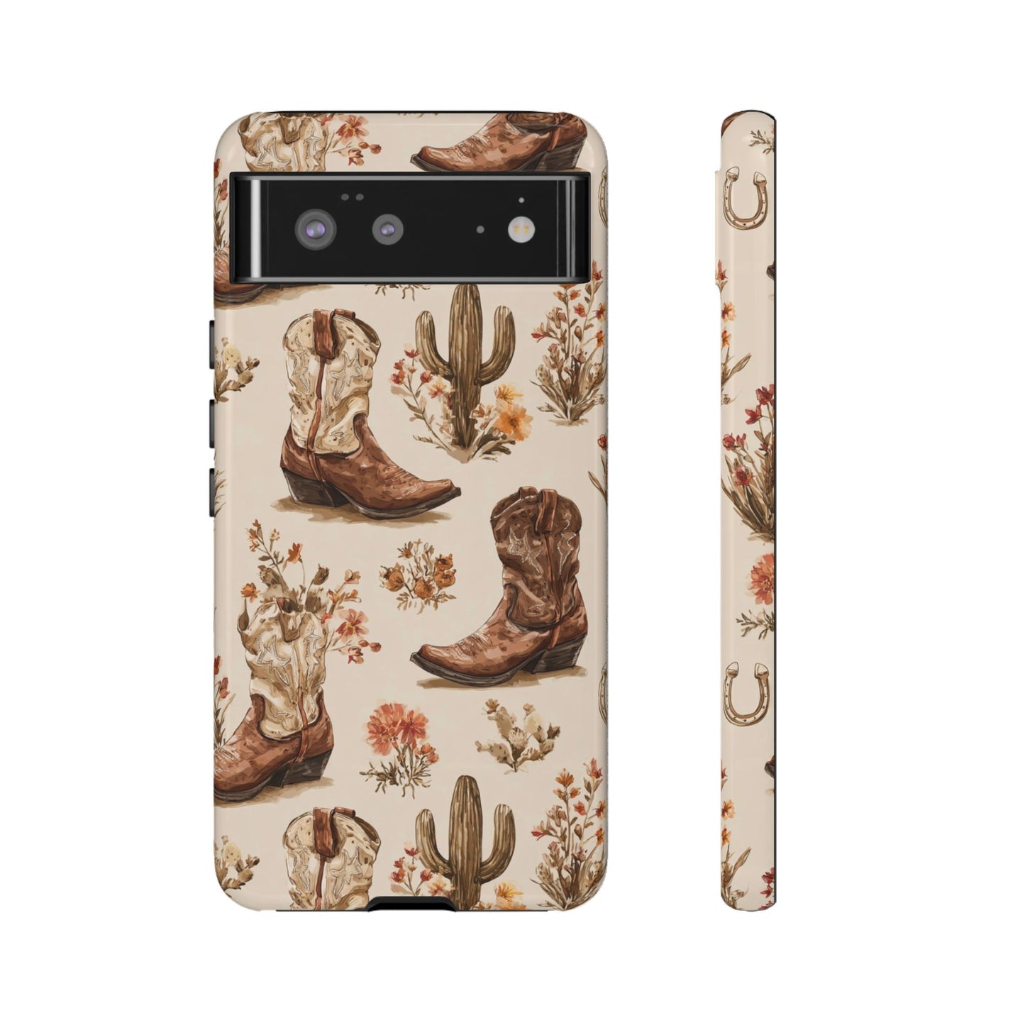 Cowboy Boots Western Phone Case Rustic Cowgirl Cactus Floral iPhone Samsung Pixel
