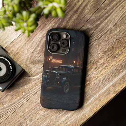 Vintage Classic Car Phone Case | Retro Noir Aesthetic | 1930s Street Scene Tough Case for iPhone & Samsung