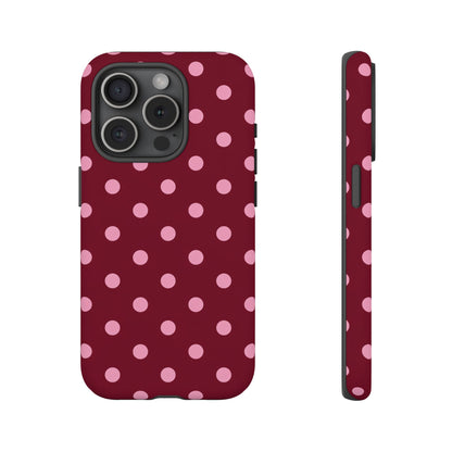 Pink Polka Dot Phone Case – Cute Aesthetic Tough Protective Phone Cover for Iphone, Samsung Galaxy and Pixel