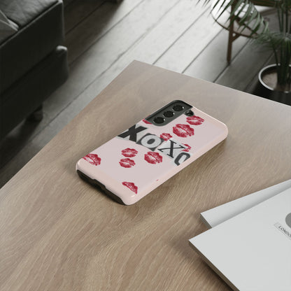 XOXO Kiss Print Phone Case | Coquette Valentine Aesthetic | Cute Pink Lipstick Kiss Tough Case for iPhone & Samsung