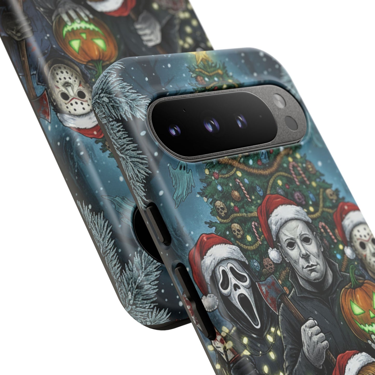 Christmas Horror Phone Case – Festive Slasher Collage Tough Case (iPhone, Samsung, Pixel)