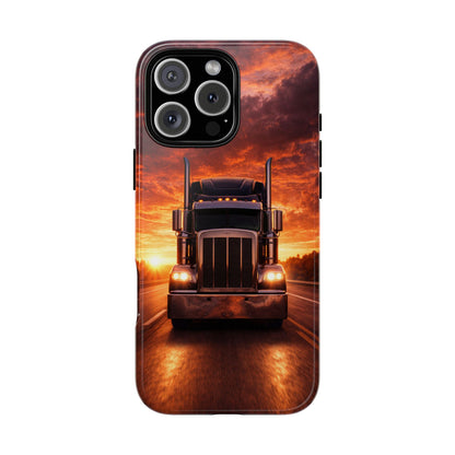 Big Rig Truck Phone Case Sunset Highway Semi Truck iPhone Samsung Cover