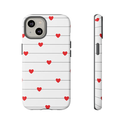 Red Heart Stripe iPhone Case | Tough Shockproof Love Aesthetic Cover
