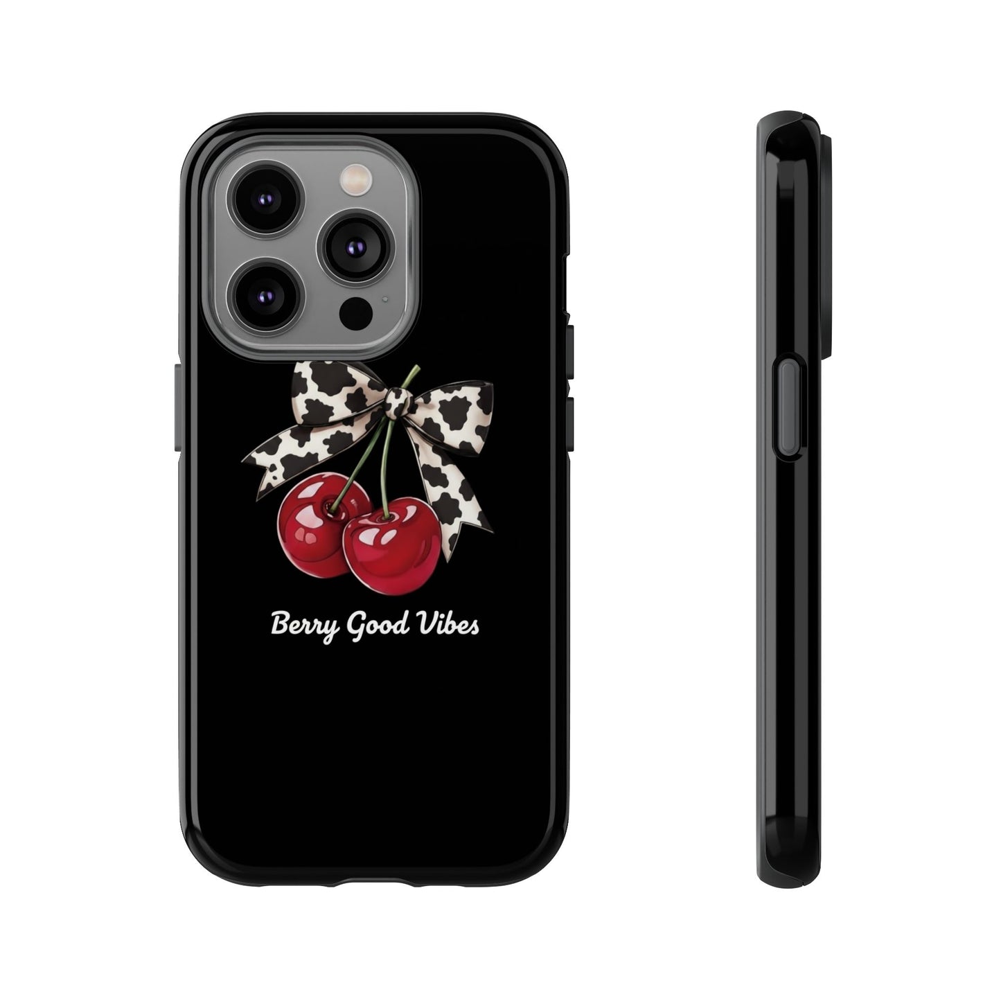 Cherry Cow Print Phone Case | Coquette Bow Aesthetic | Tough Protective Case