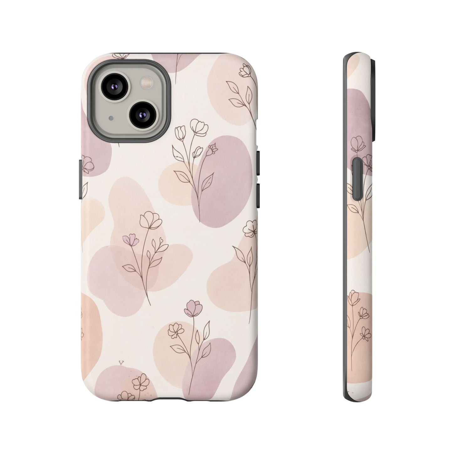 Blush Floral Phone Case Neutral Botanical Watercolor Tough Cover