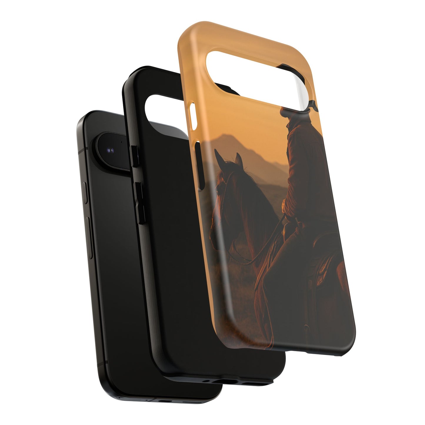 Western Cowboy Sunset Phone Case | Horse Rider Desert Aesthetic Tough Protective Case
