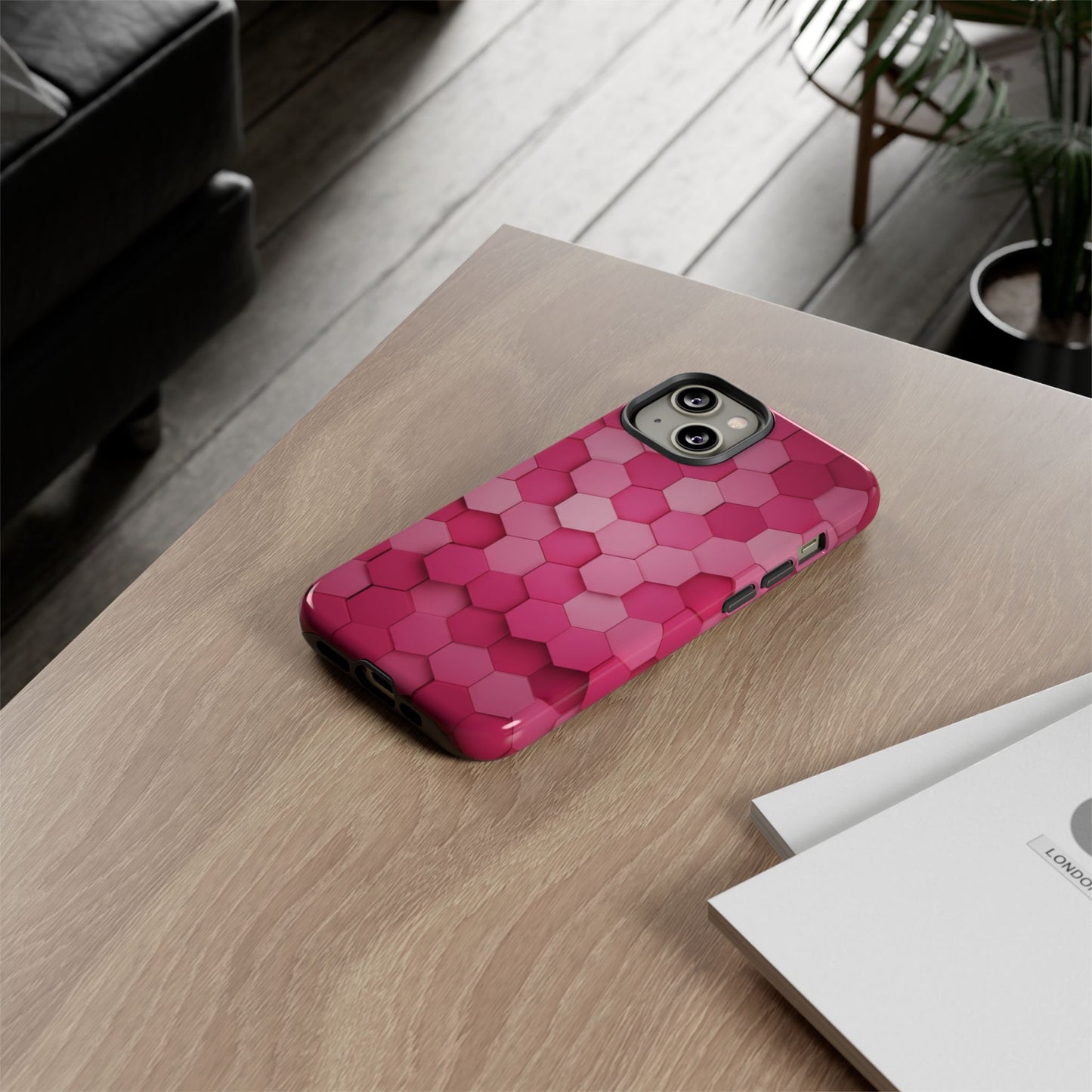 Hot Pink Hexagon Phone Case | Honeycomb Geometric Aesthetic | Cute Pink iPhone & Samsung Tough Protective Case