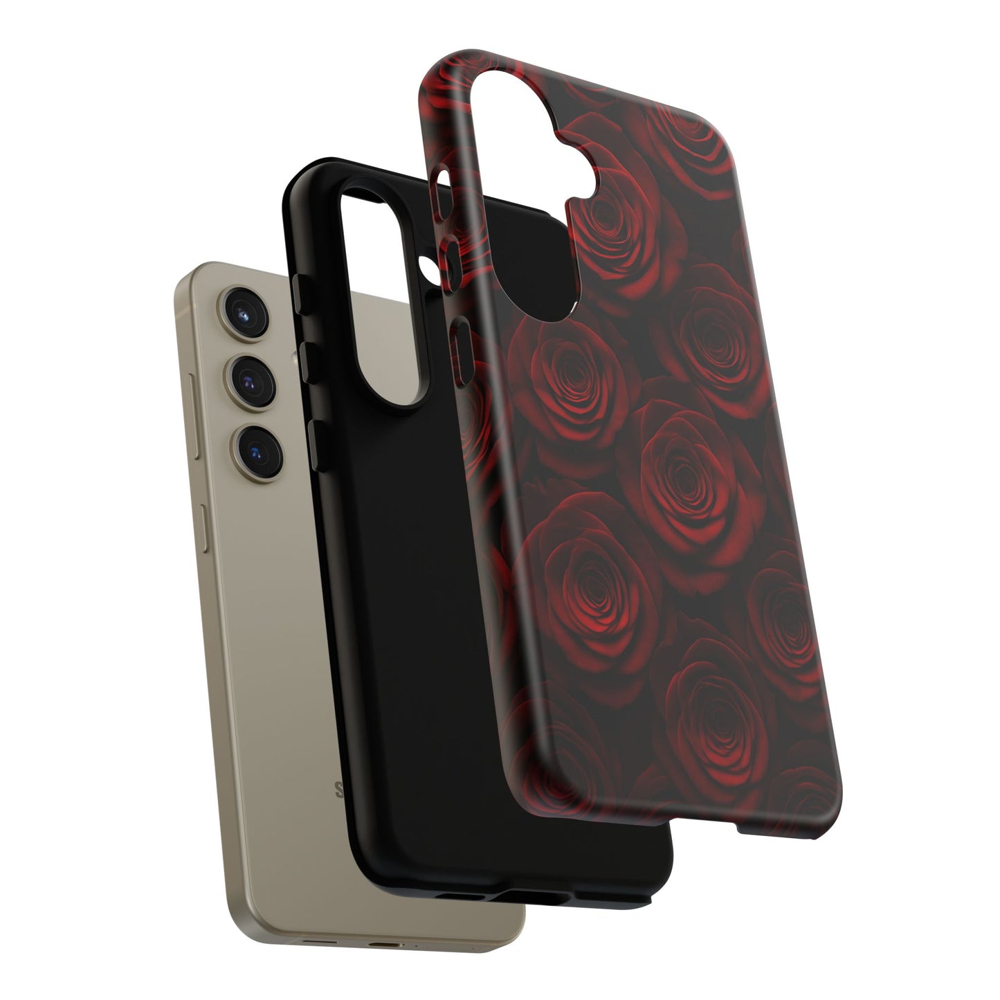 Dark Red Rose Phone Case – Gothic Floral Tough Case (iPhone, Samsung, Pixel)