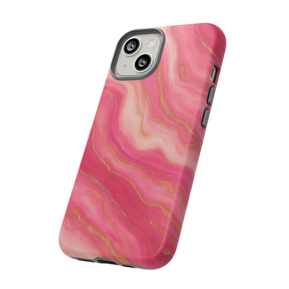 Pink Marble Phone Case | Rose Gold Swirl Aesthetic Tough Protective Case