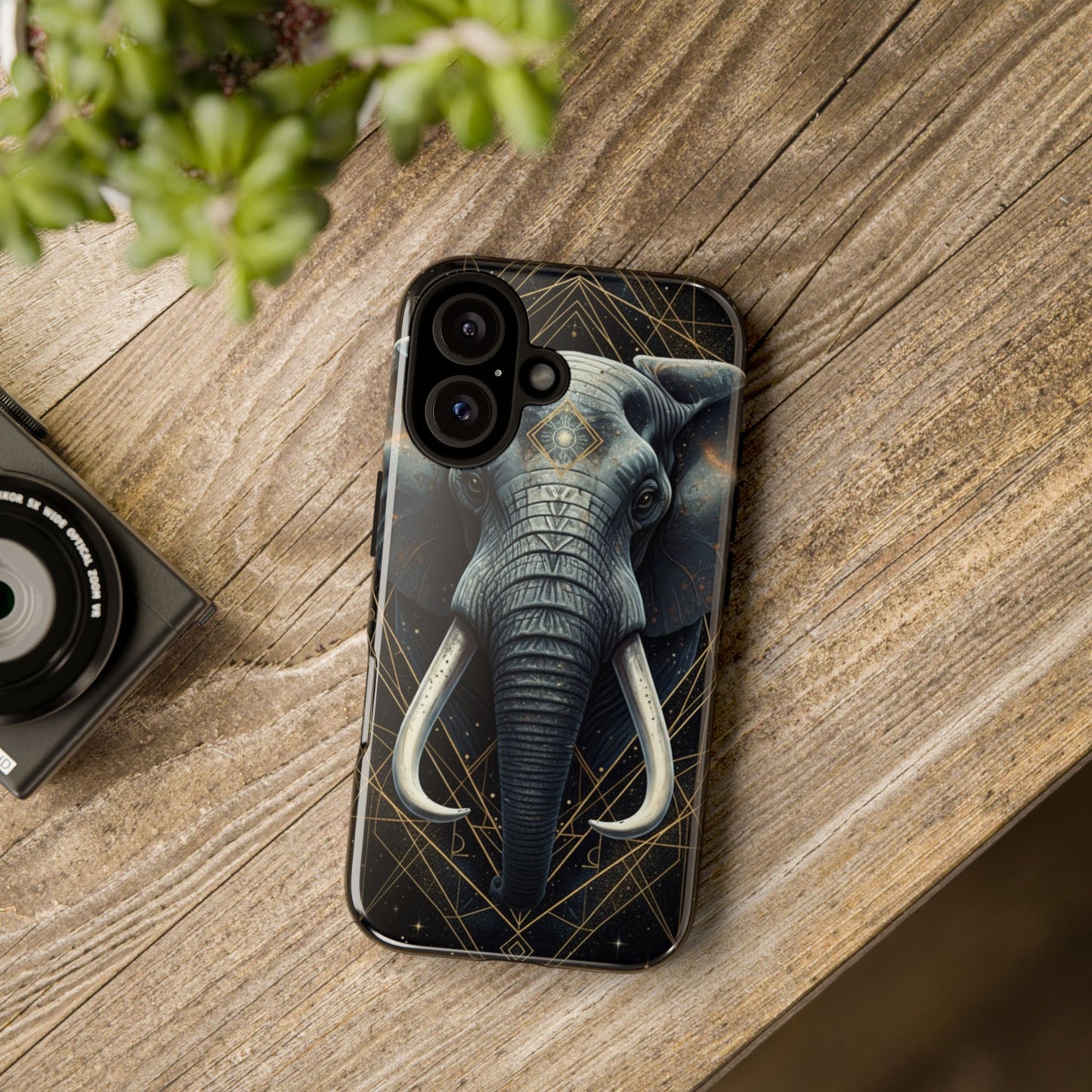 Elephant Mandala Phone Case | Minimal Gold Accent Tough Case