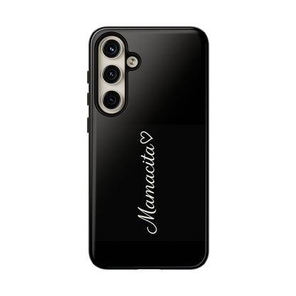 Mamacita Script Phone Case | Minimal Black Tough Case | Sleek Aesthetic Cover