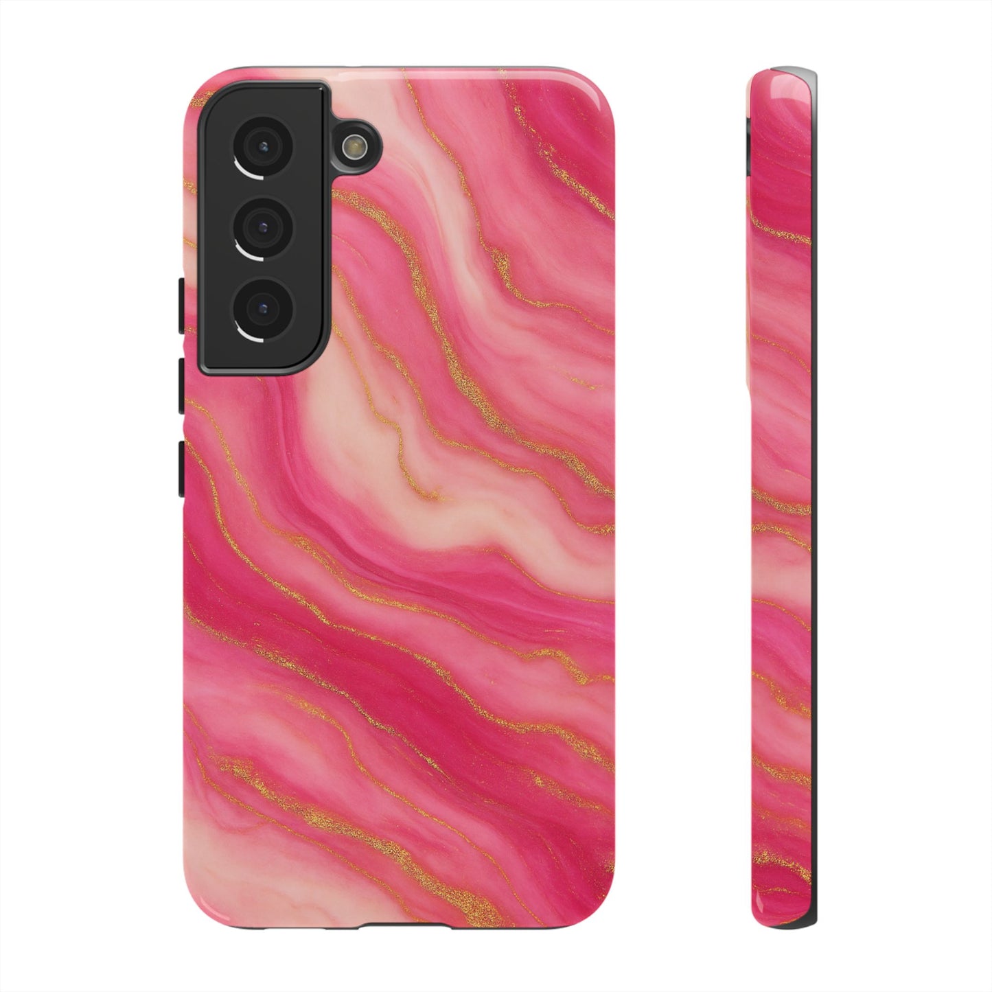 Pink Marble Phone Case | Rose Gold Swirl Aesthetic Tough Protective Case