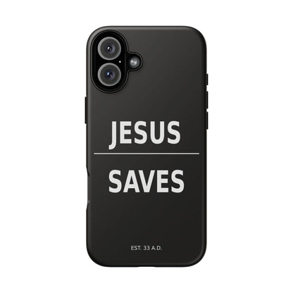 Jesus Saves Phone Case Christian Religious Minimalist Black Tough Cover