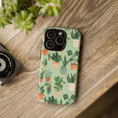 Plant Lover Phone Case | Cute Potted Plants Pattern | Botanical Aesthetic Tough Case