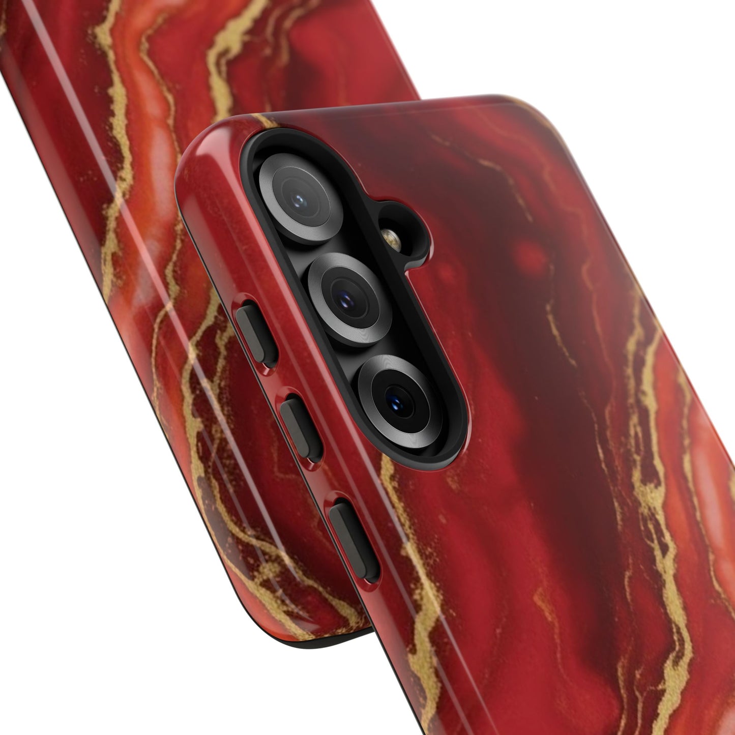 Red Agate Marble Phone Case – Gold Vein Luxury Stone Tough Case (iPhone, Samsung, Pixel)