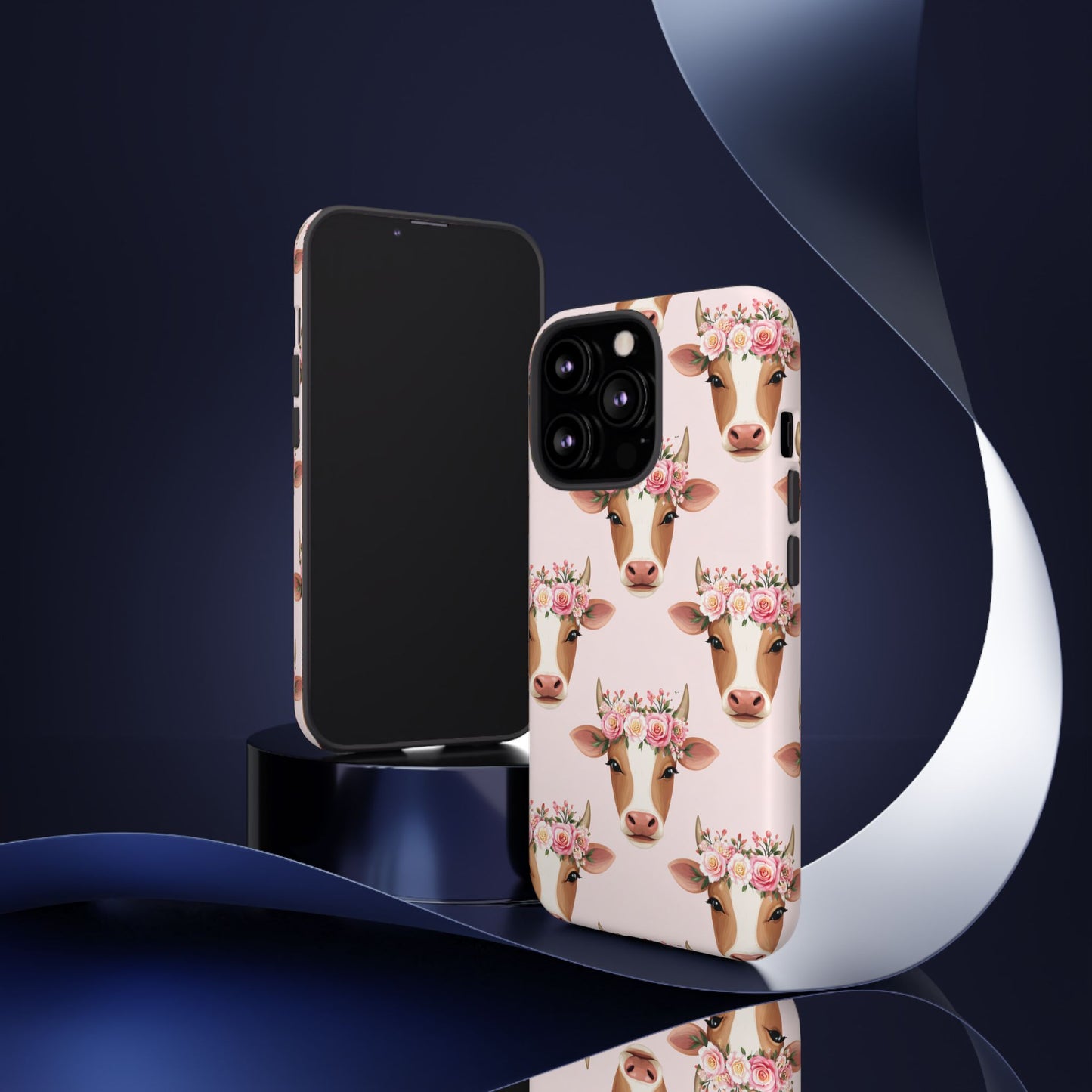 Floral Cow Phone Case – Cute Pink Cow Print Tough Protective Case for Iphone, Samsung Galaxy and Pixel