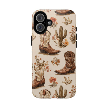 Cowboy Boots Western Phone Case Rustic Cowgirl Cactus Floral iPhone Samsung Pixel