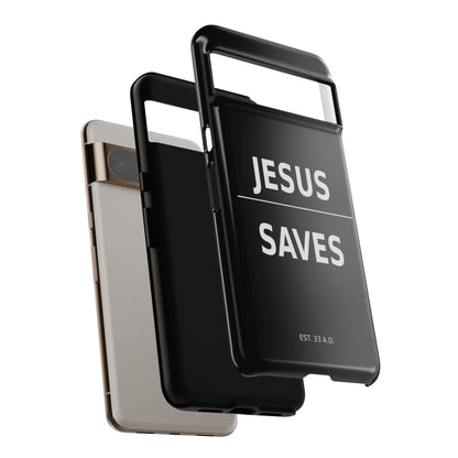 Jesus Saves Phone Case Christian Religious Minimalist Black Tough Cover