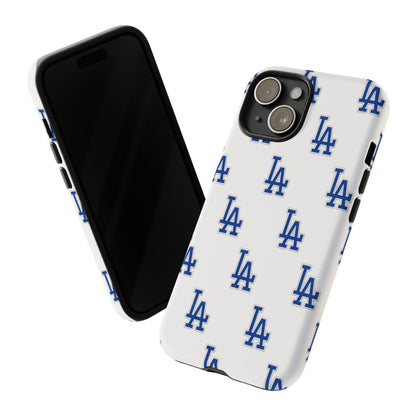 Blue LA Monogram Pattern Phone Case | Minimal Baseball Inspired Tough Cover