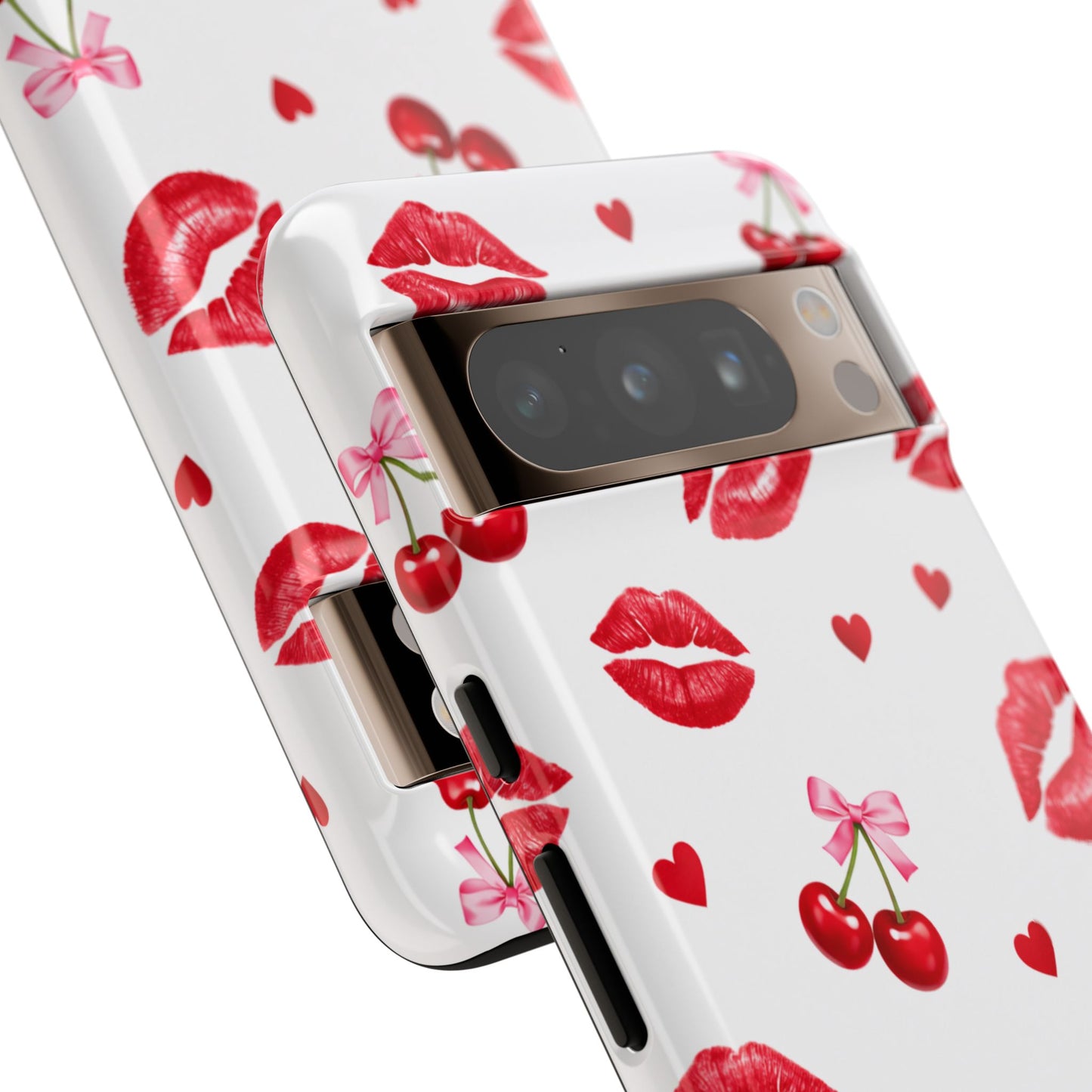 Red Lips & Cherry Phone Case – Y2K Retro Aesthetic Tough Cover