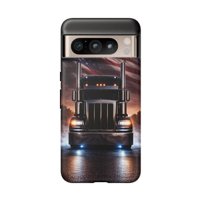 Semi Truck Phone Case American Flag Big Rig Trucker Gift iPhone Samsung