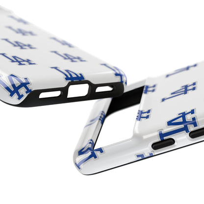 Blue LA Monogram Pattern Phone Case | Minimal Baseball Inspired Tough Cover