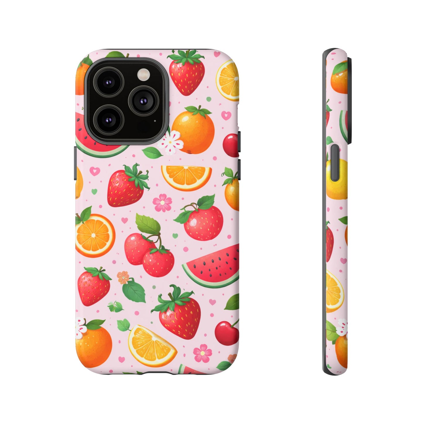 Fruit Phone Case – Tough Shockproof, Strawberry Cherry Citrus Summer Design for Iphone, Samsung Galaxy and Pixel