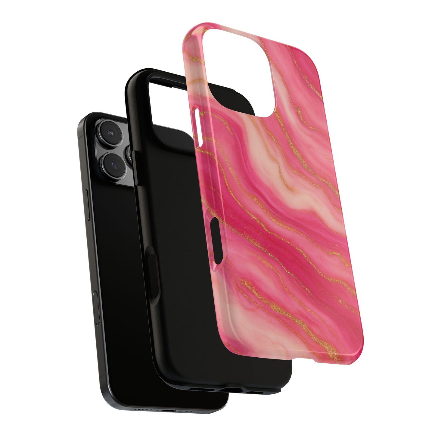 Pink Marble Phone Case | Rose Gold Swirl Aesthetic Tough Protective Case
