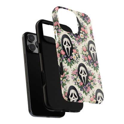 Floral Ghost Face Aesthetic Phone Case – Cute Spooky Tough Cover