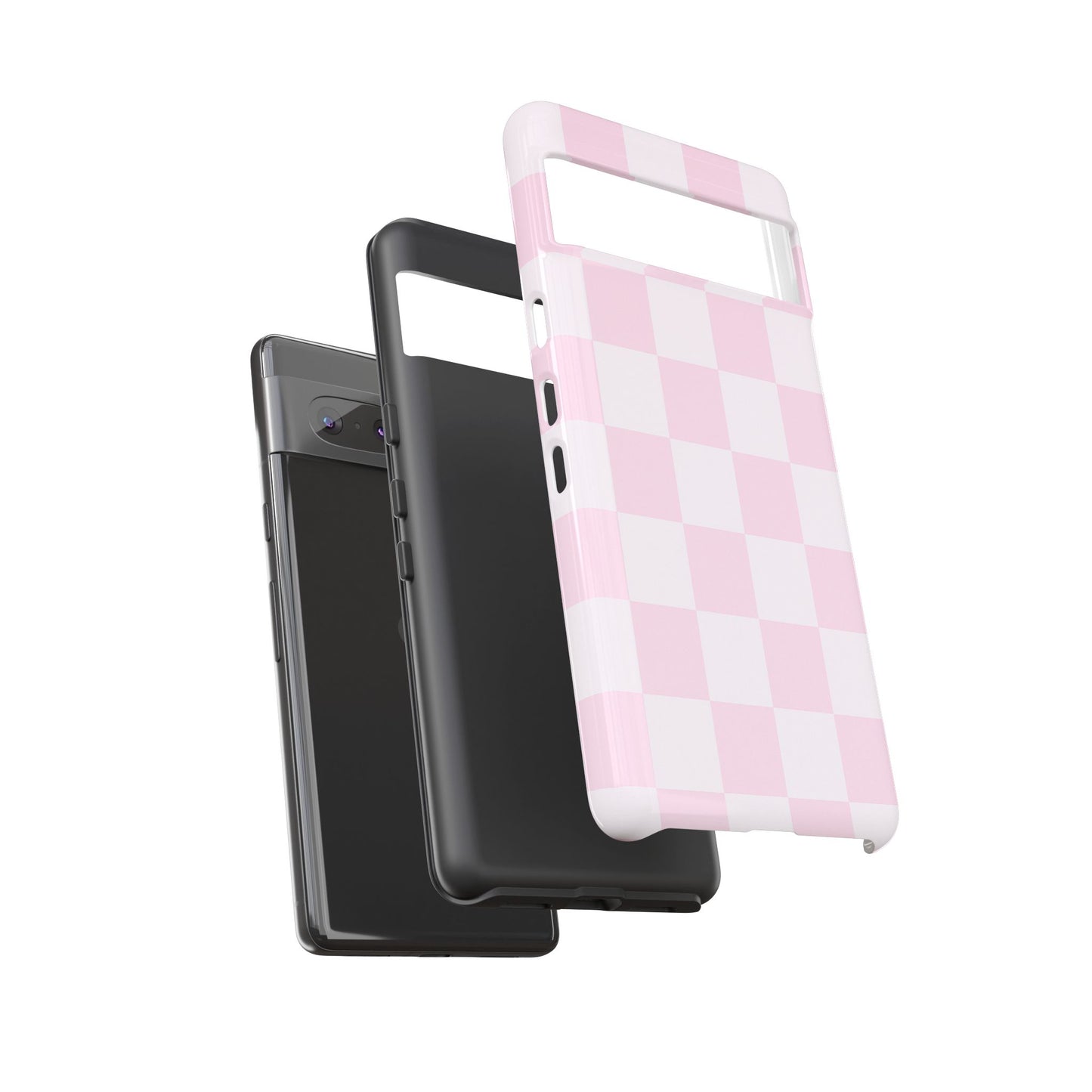 Light Pink Checkerboard Phone Case | Pastel Aesthetic Checkered iPhone & Samsung Tough Case